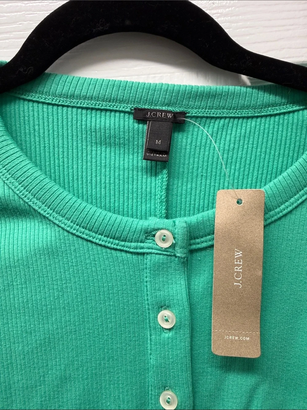 J. Crew Green Long-Sleeve Henley Bodysuit